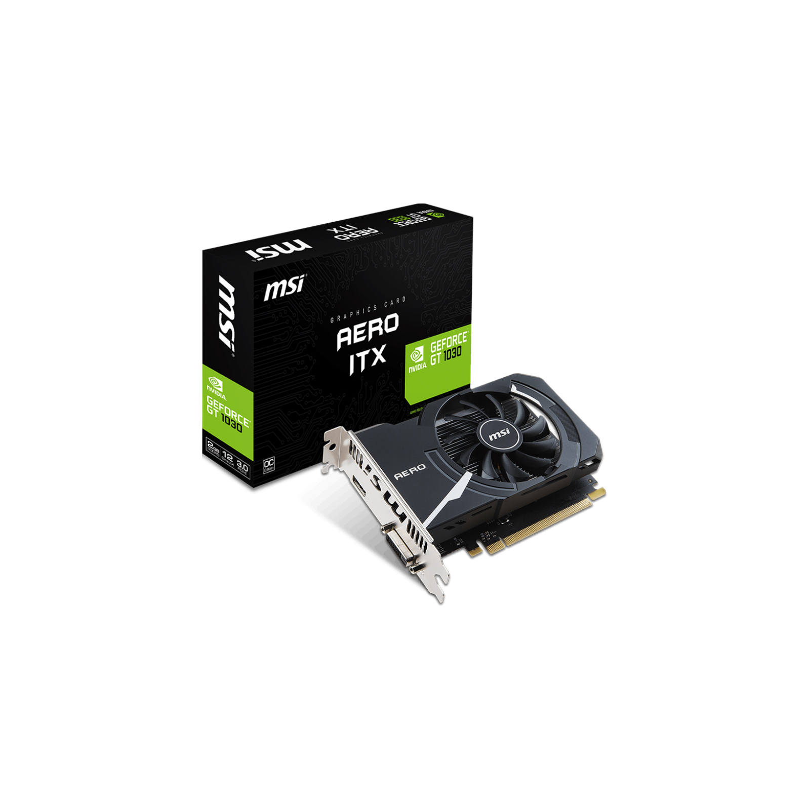 Видеокарта MSI GeForce GT1030 2048Mb AERO ITX OC (GT 1030 AERO ITX 2G OC)