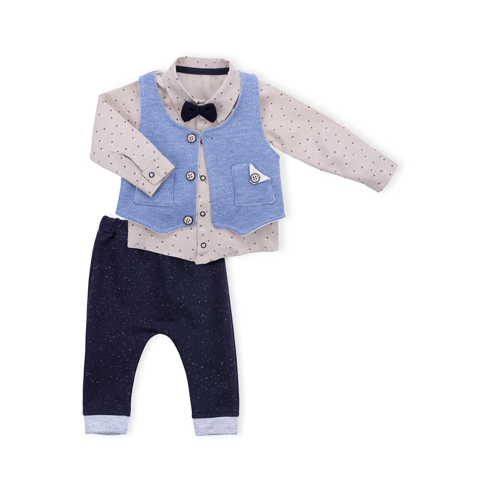 Набір дитячого одягу Necix's трійка з жилетом (9082-18B-blue)