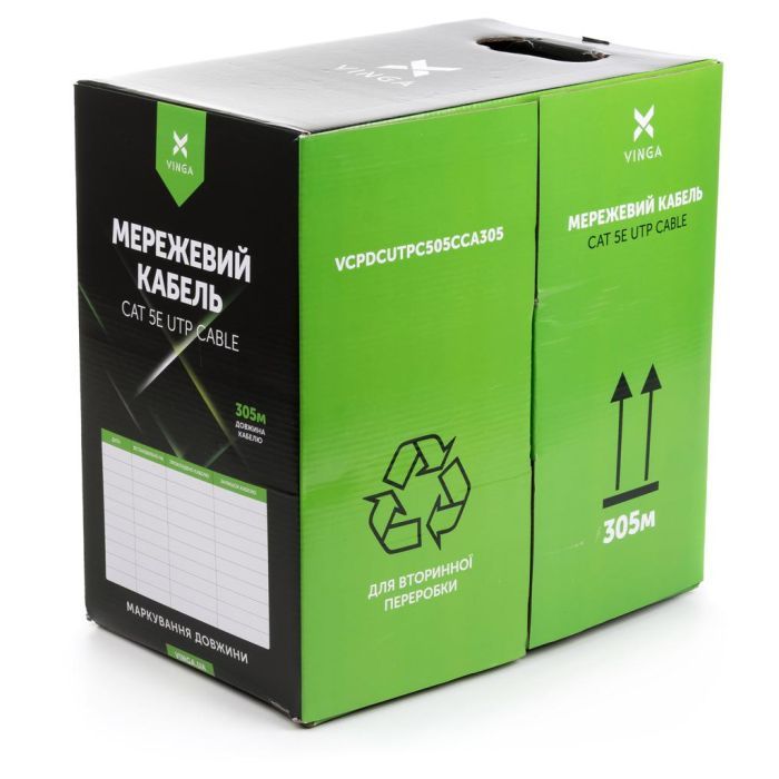 Кабель сетевой Vinga UTP Cat5e CCA 4 pairs 305 m (VCPDCUTPC505CCA305) изображение 2