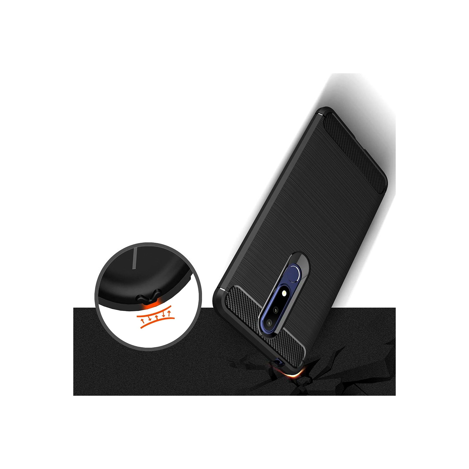 Чехол для мобильного телефона Laudtec для Nokia 3.1 Plus Carbon Fiber (Black) (LT-N31PB) изображение 7
