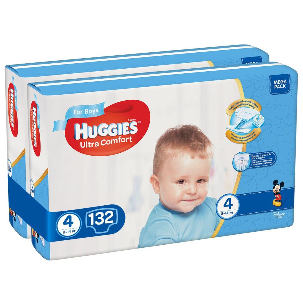 Підгузки Huggies Ultra Comfort 4 (8-14 кг) Mega для хлопчиків 132 шт (66x2) (5029054218112) зображення 2