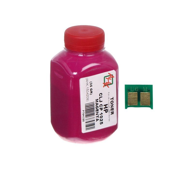 Тонер HP CLJ CP1025 35г Magenta +chip AHK (1500126)