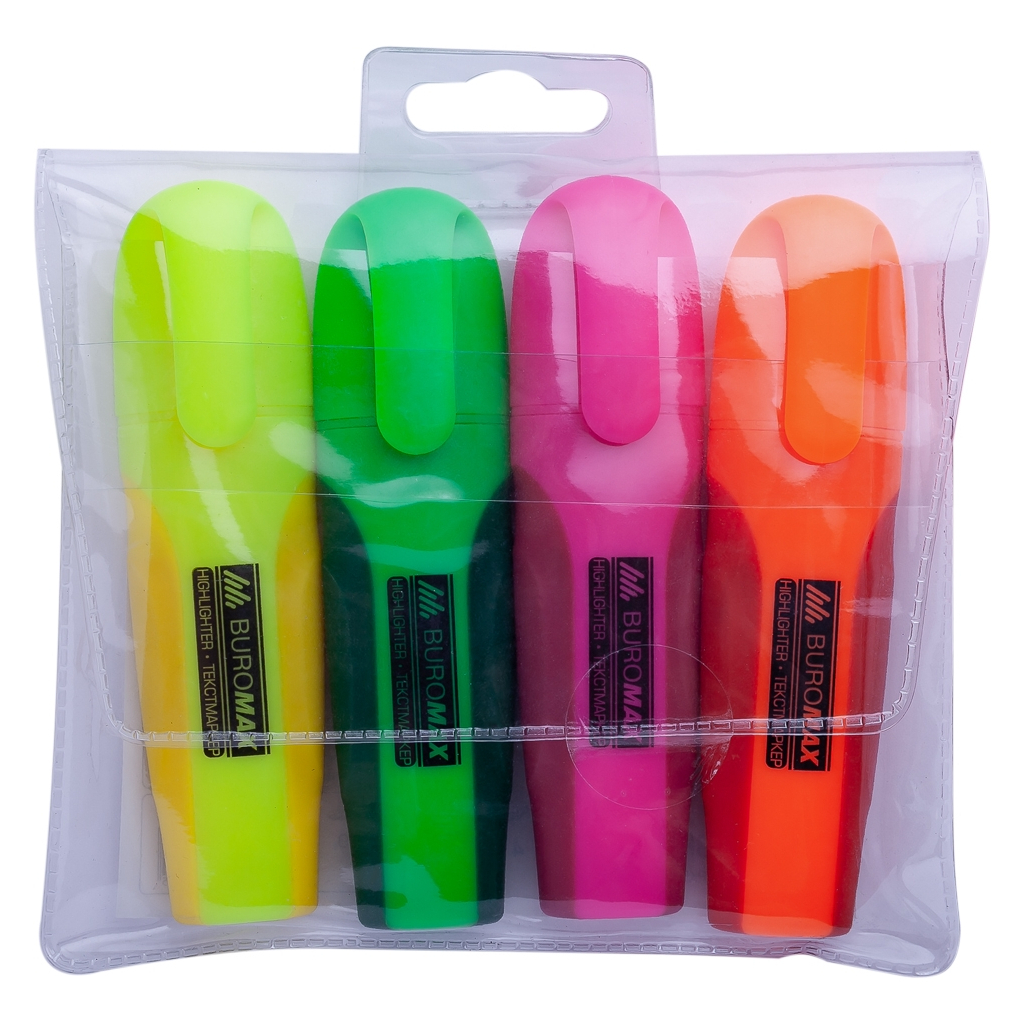 Набор маркеров Buromax highlighter pen, NEON, chisel tip, SET 4 colors (BM.8904-84) изображение 3
