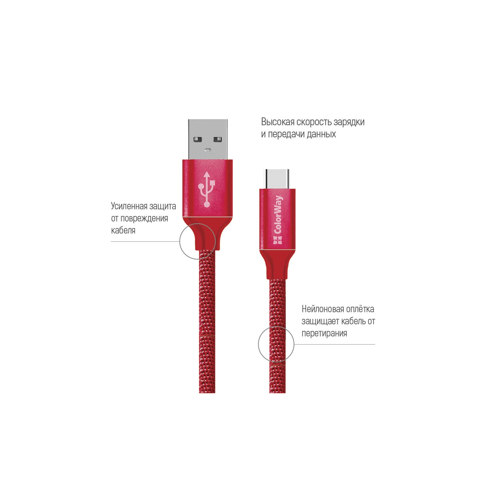 Дата кабель USB 2.0 AM to Type-C 2.0m mint ColorWay (CW-CBUC008-MT) зображення 2