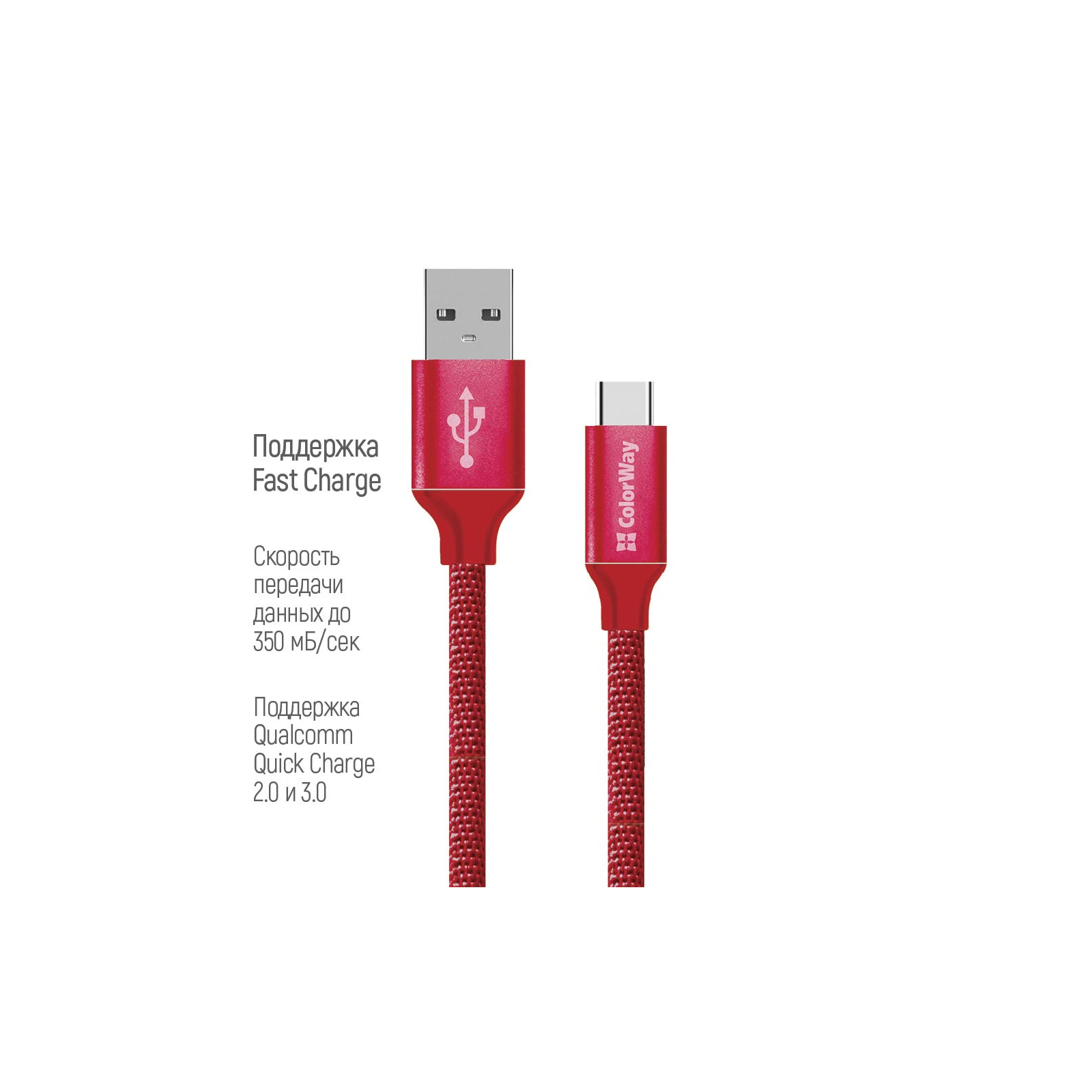 Дата кабель USB 2.0 AM to Type-C 2.0m mint ColorWay (CW-CBUC008-MT) зображення 3