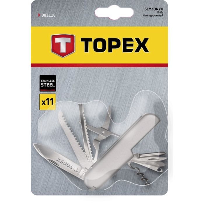 Мультитул Topex перочинний, 11 функцiй, нержавiюча сталь (98Z116) изображение 2