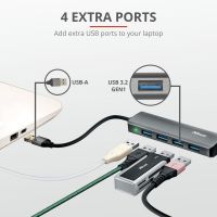 Концентратор Trust Halyx 4-Port USB-A 3.2 ALUMINIUM (23327_TRUST) изображение 10