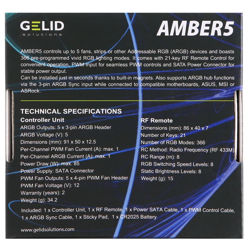 Модуль управління підсвічуванням Gelid Solutions AMBER 5 ARGB (RF-RGB-01) зображення 6
