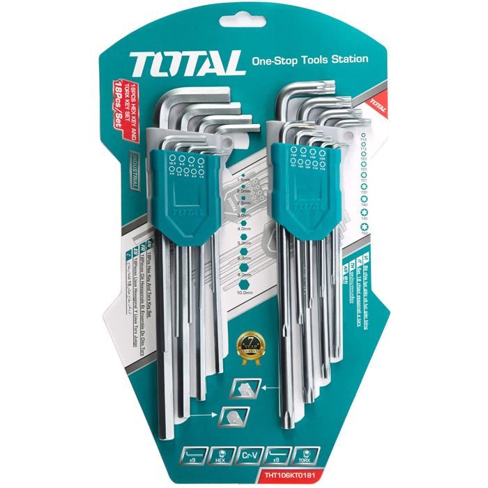 Набор инструментов Total ключей шестигранных+TORX 18шт. (THT106KT0181)