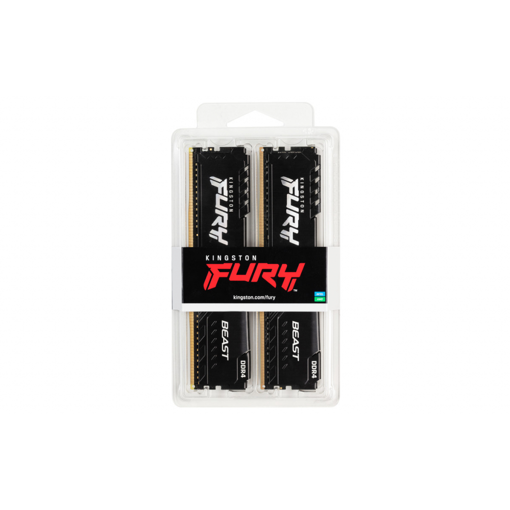Модуль пам'яті для комп'ютера DDR4 32GB (2x16GB) 2666 MHz Fury Beast Black Kingston Fury (ex.HyperX) (KF426C16BB1K2/32) зображення 10