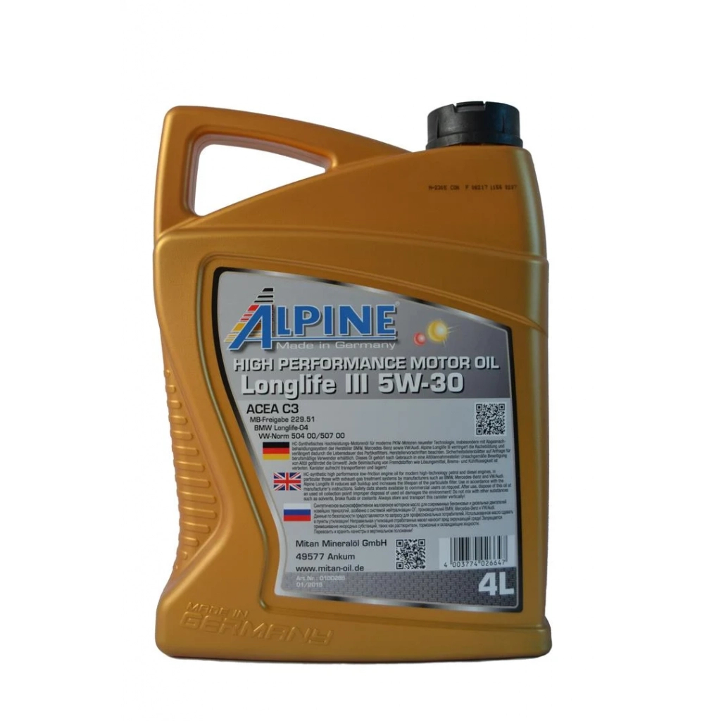 Моторное масло Alpine 5W-30 Longlife III 1л (0285-1) изображение 2
