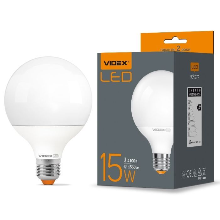 Лампочка Videx G95e 15W E27 4100K (VL-G95e-15274) изображение 2