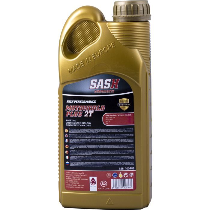 Моторное масло SASH MOTOWORLD PLUS 2T синтетика 1л (100908) изображение 2