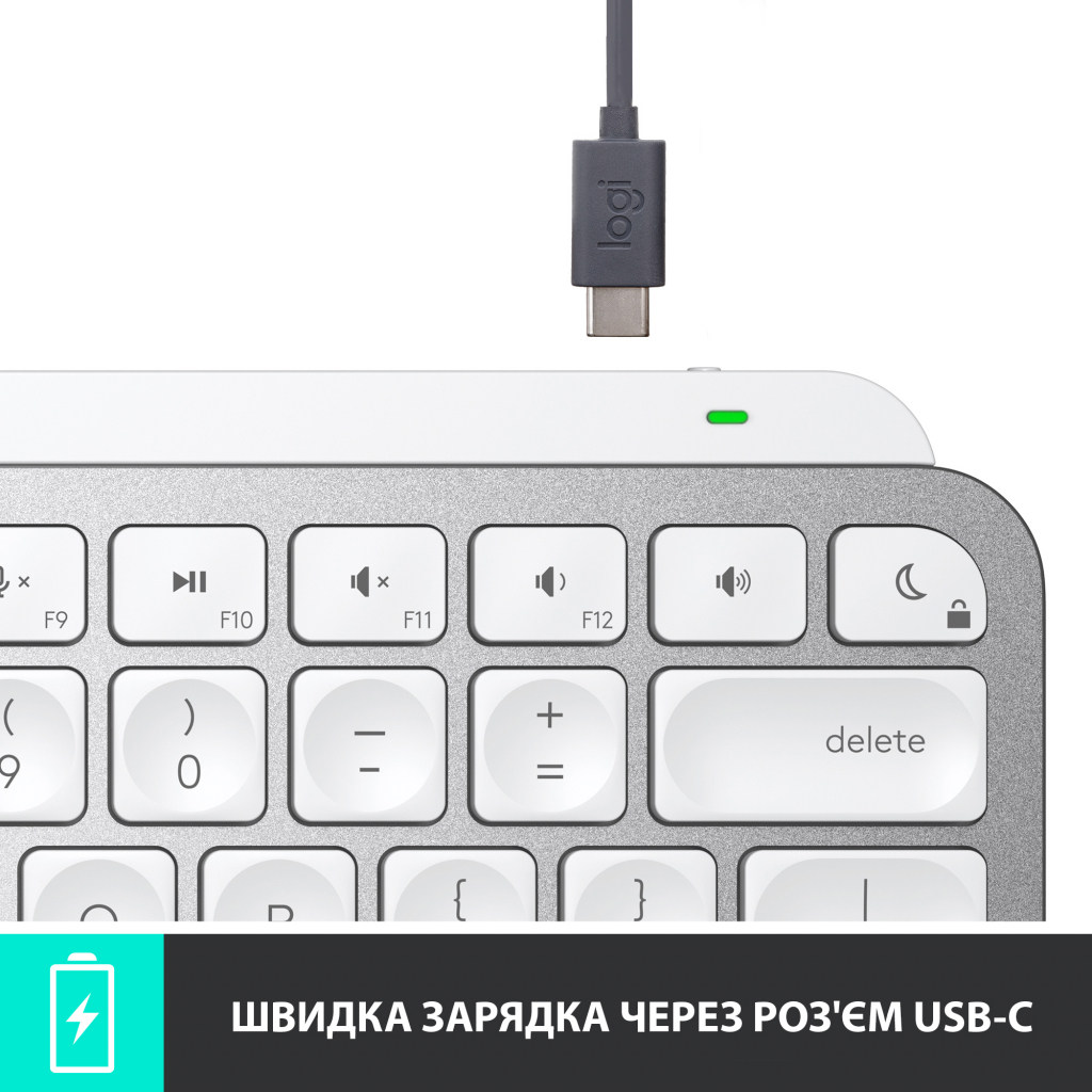 Клавиатура Logitech MX Keys Mini Wireless Illuminated Pale Grey (920-010502) изображение 7