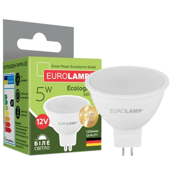 Лампочка Eurolamp LED SMD MR16 5W GU5.3 4000K 12V (LED-SMD-05534(12)(P)) зображення 2