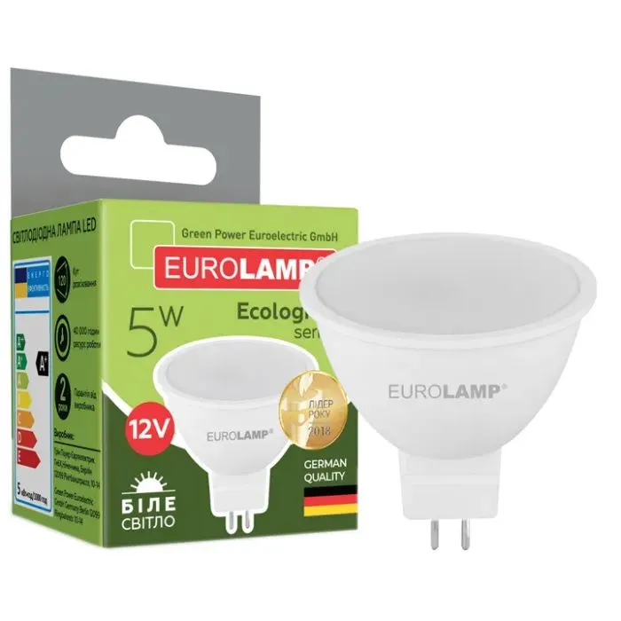 Лампочка Eurolamp LED SMD MR16 5W GU5.3 4000K 12V (LED-SMD-05534(12)(P)) зображення 2