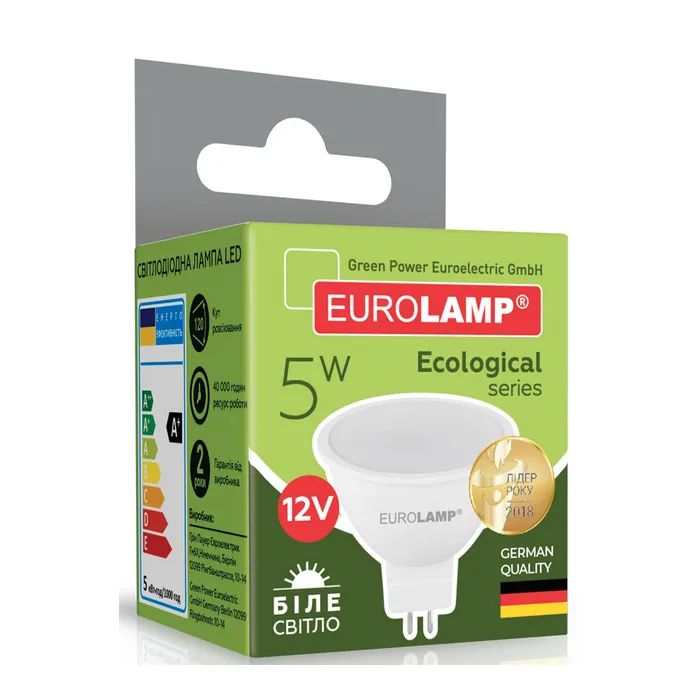 Лампочка Eurolamp LED SMD MR16 5W GU5.3 4000K 12V (LED-SMD-05534(12)(P)) зображення 3