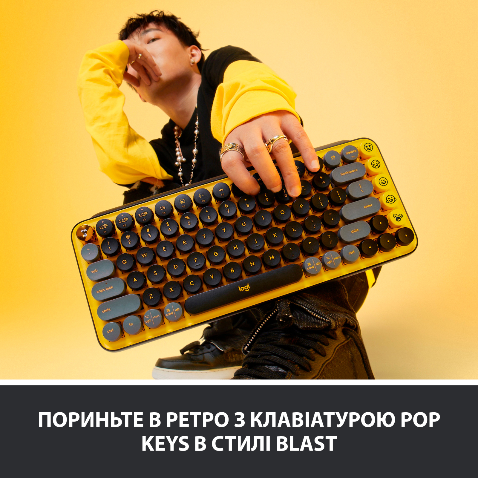 Клавіатура Logitech POP Keys Wireless Mechanical Keyboard Blast Yellow (920-010716) зображення 2