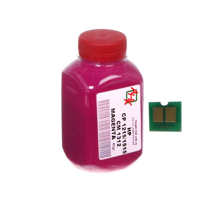 Тонер HP CLJ CP1215/CP1515/CM1312 40г Magenta+chip AHK (1500150)