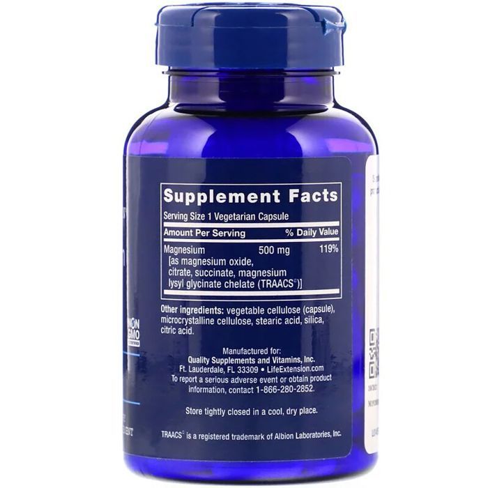 Минералы Life Extension Магний, Magnesium, 500 мг, 100 вегетарианских капсул (LEX-14591) изображение 2