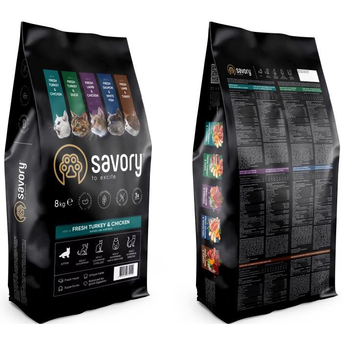 Сухой корм для кошек Savory Kitten Chicken with Fresh Turkey 8 кг (4820232630150) изображение 2