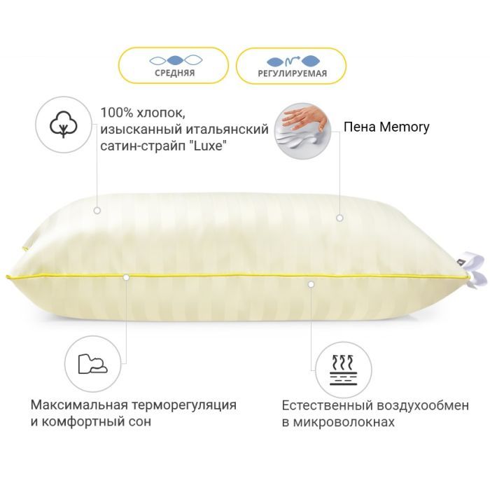Подушка MirSon 1484 Carmela Hand Made memory effekt Средняя 40х40 см (2200003263329) изображение 2