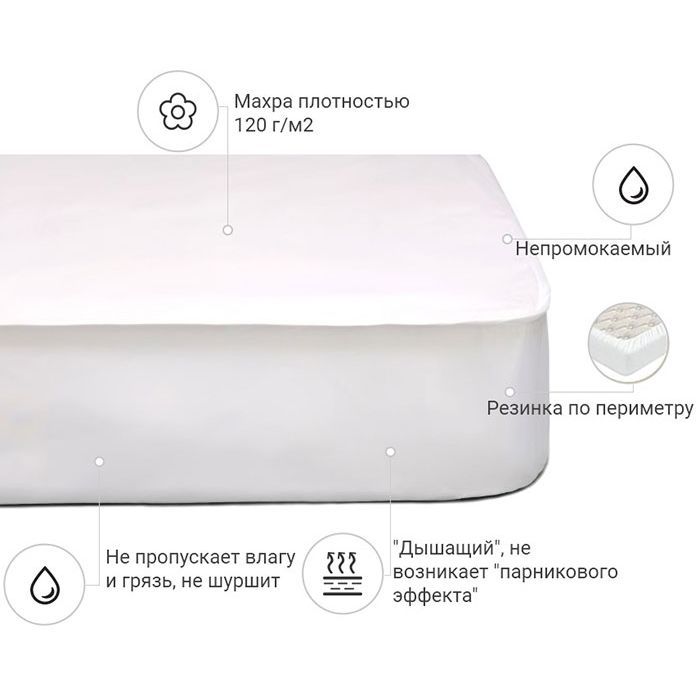 Наматрацник MirSon Terry Waterproof 218 водонепроникний гумка по периметру 70x130 см (2200000327062) зображення 2