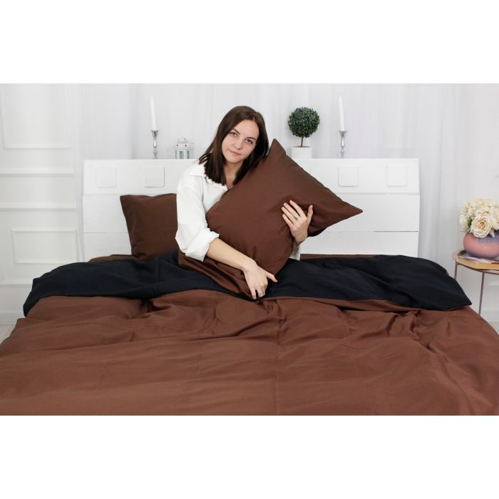 Постельное белье MirSon Сатин Premium Dark Chocolate 0211+0055 110х140 (2200000687036) изображение 4