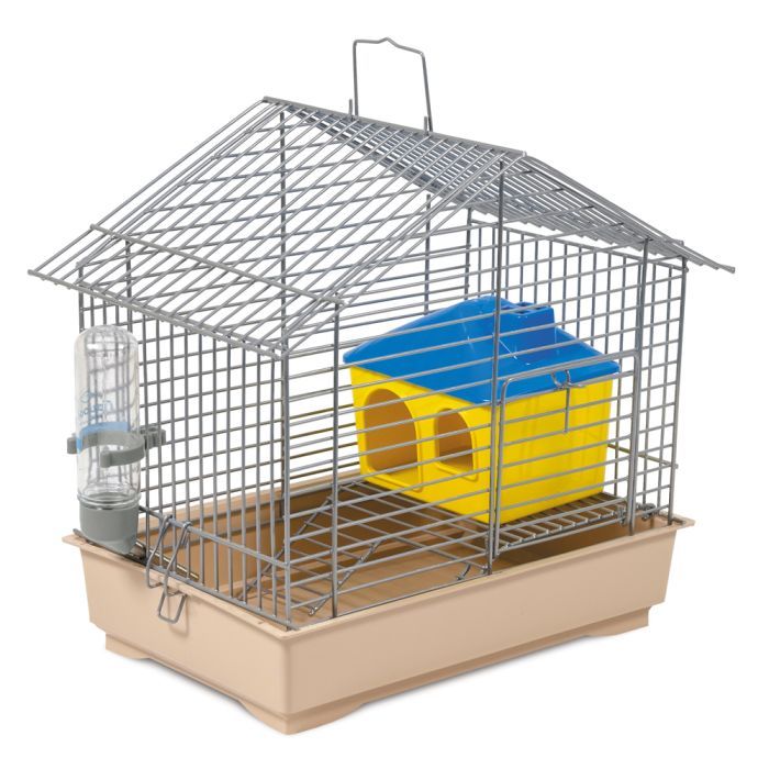 Клітка для гризунів Природа "Джунгарик" 30x20x24 см з будиночком хром/бежева (4823082415205)