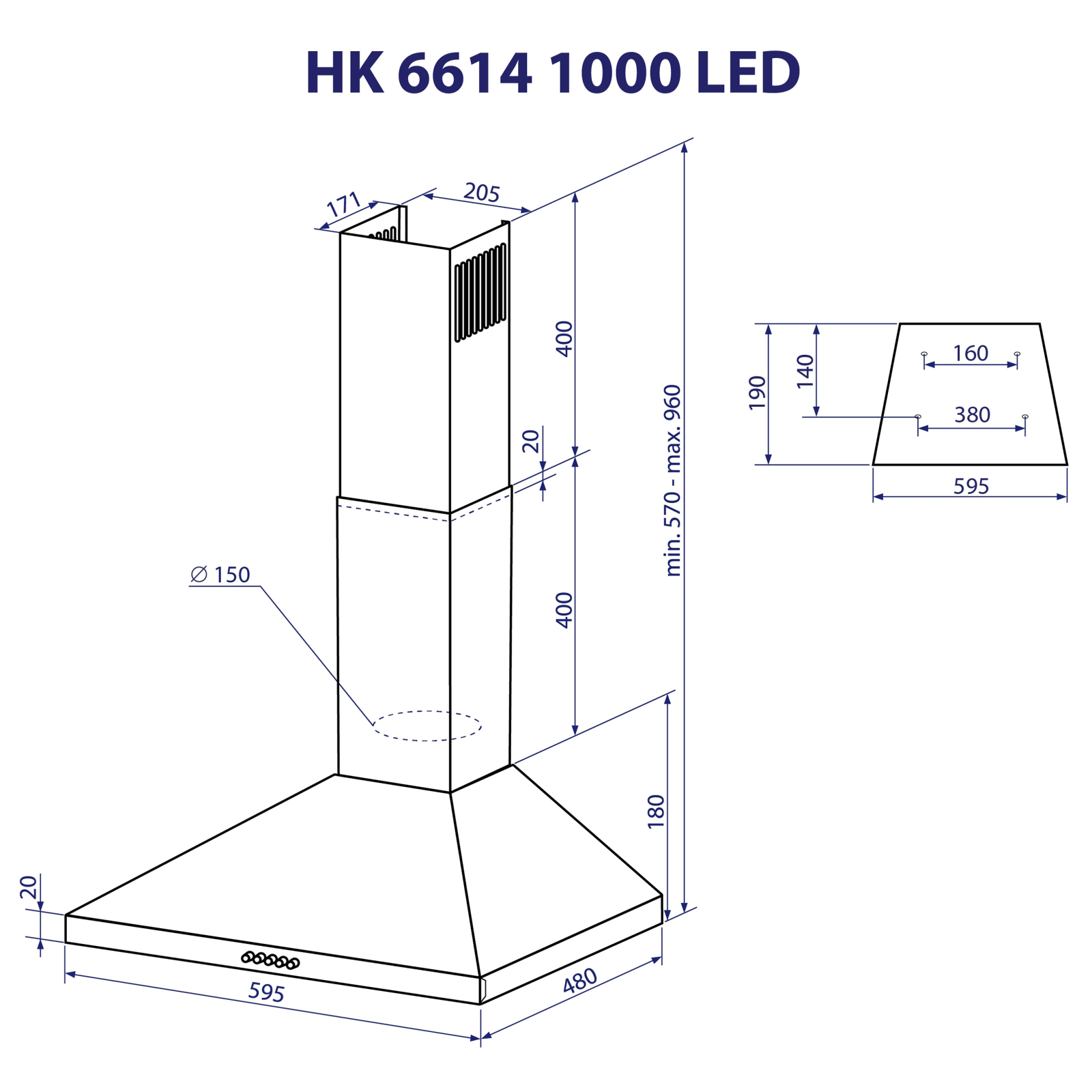 Вытяжка кухонная Minola HK 6614 WH 1000 LED изображение 11