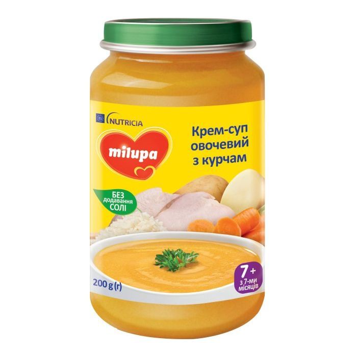 Дитяче пюре Milupa овочевий суп з курчам, 200 гр (5900852045257)