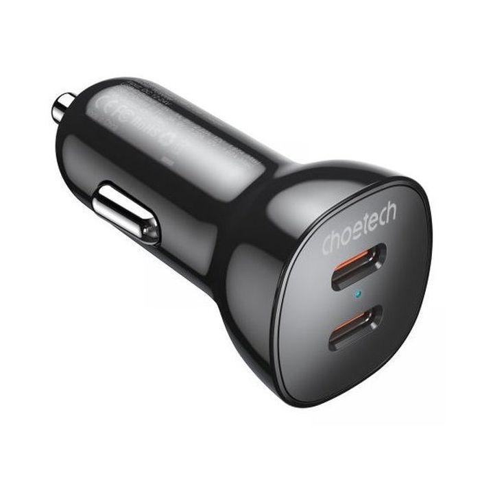 Зарядное устройство Choetech car 2хUSB-C 40W PD black (TC0008-BK) изображение 2