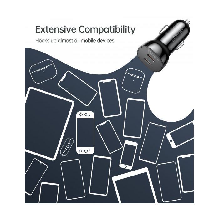 Зарядное устройство Choetech car 2хUSB-C 40W PD black (TC0008-BK) изображение 6