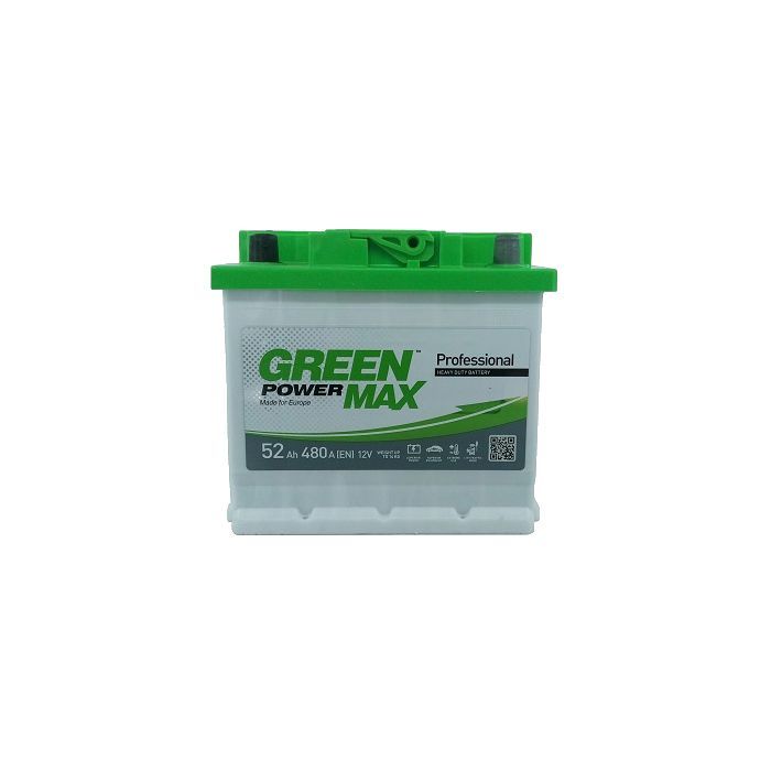 Аккумулятор автомобильный GREEN POWER MAX 52Ah Ев (-/+) (480EN) (22374)
