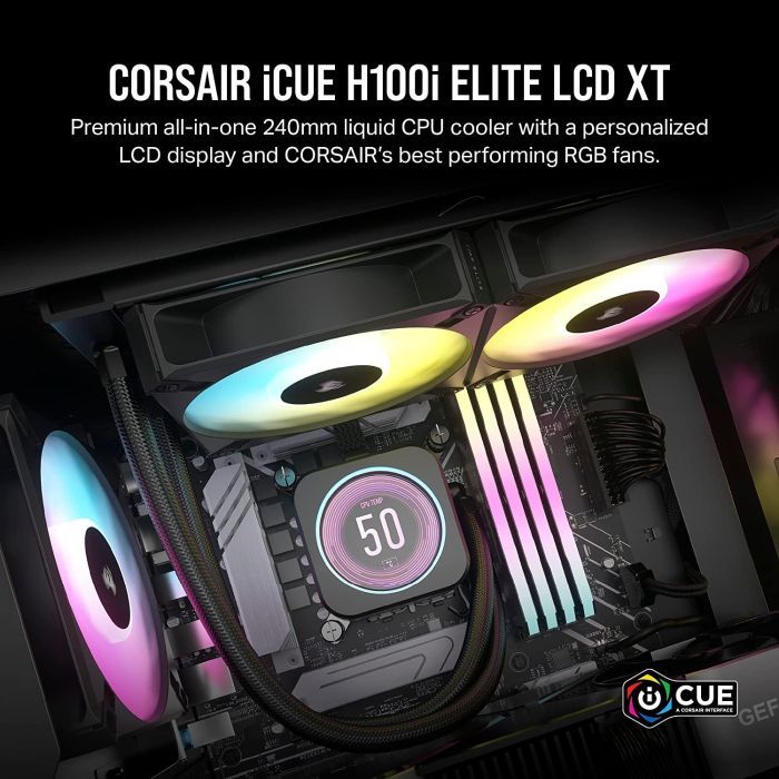 Система жидкостного охлаждения Corsair iCUE H100i Elite LCD XT Display Liqui (CW-9060074-WW) изображение 8