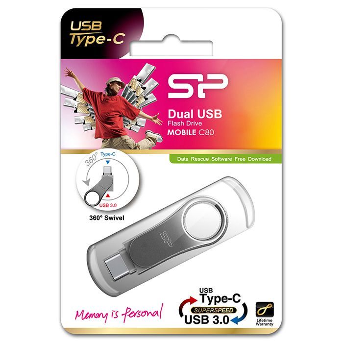 USB флеш накопитель Silicon Power 64GB Mobile C80 Silver USB 3.2 (SP064GBUC3C80V1S) изображение 4