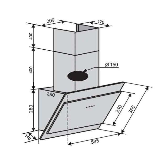 Витяжка кухонна Ventolux VIENNA 60 WH (800) TC зображення 7