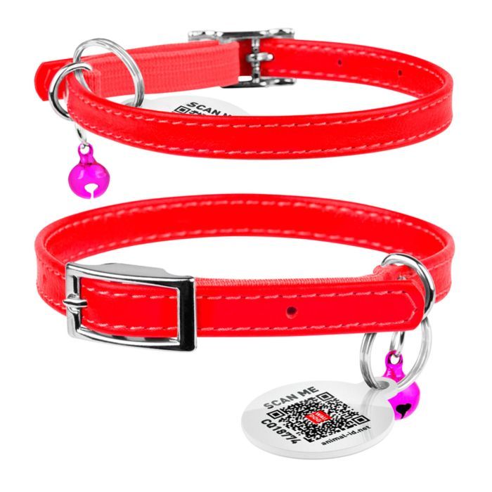 Ошейник для животных WAUDOG Glamour с QR паспортом Д 17-20 см красный (32753) изображение 4
