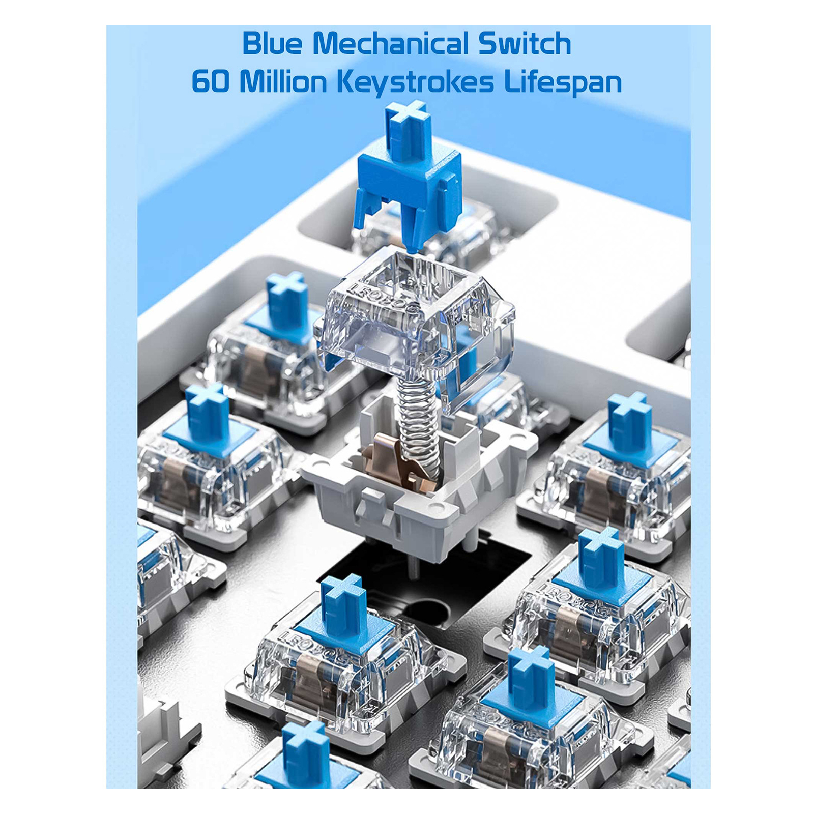 Клавиатура Aula F2088 PRO Plus 9 Orange Keys KRGD Blue USB UA White/Blue (6948391234908) изображение 3