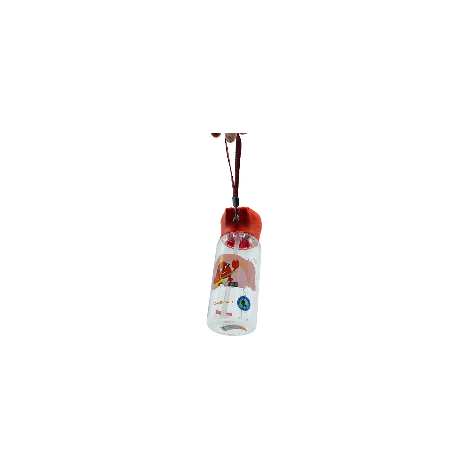 Бутылка для воды Casno 400 мл KXN-1195 Червона краб з соломинкою (KXN-1195_Red) изображение 5