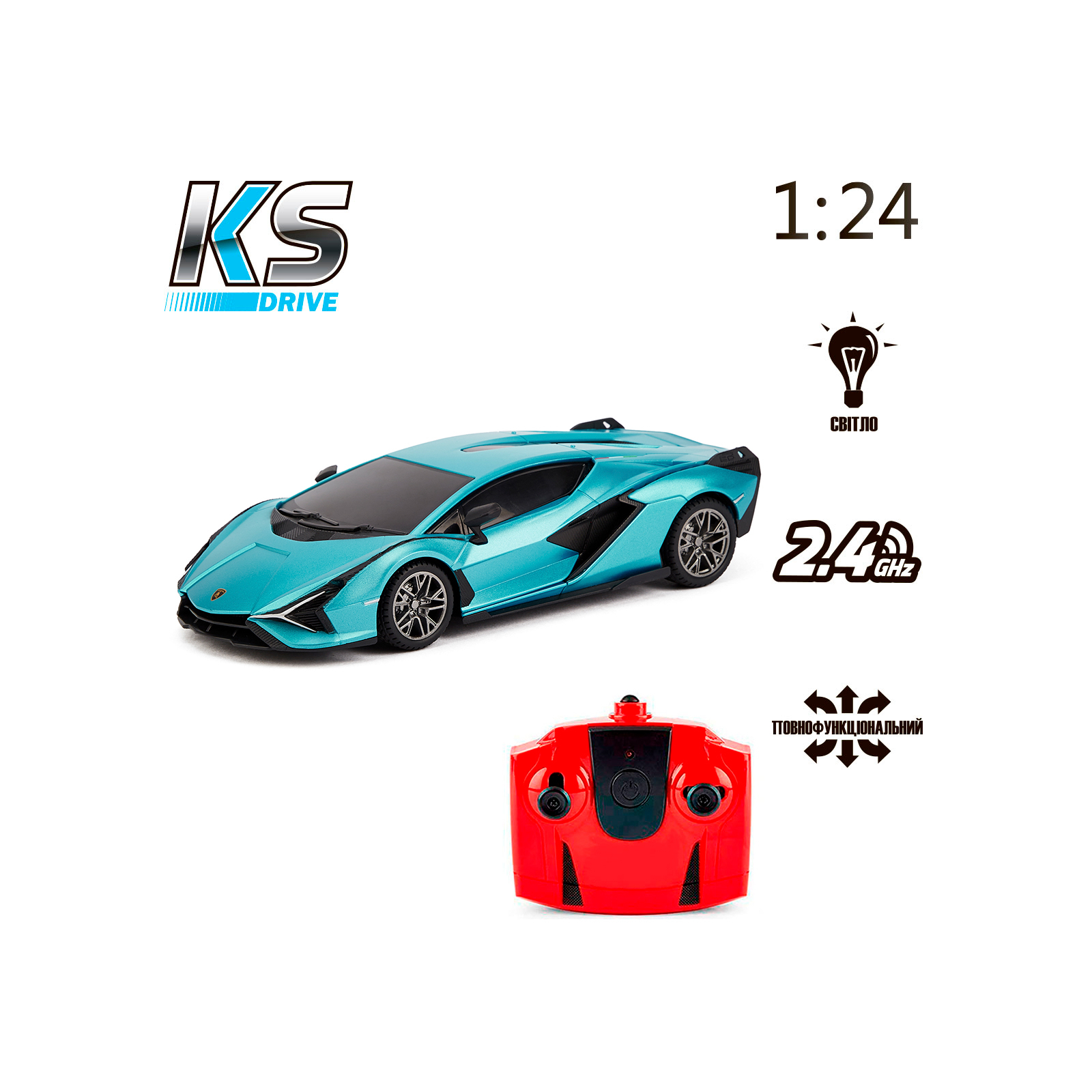 Радиоуправляемая игрушка KS Drive Lamborghini Sian 1:24, 2.4Ghz зеленый (124GLSG) изображение 7