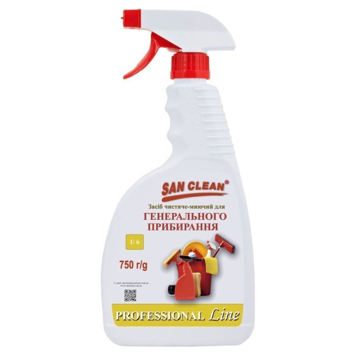 Спрей для чистки ванн San Clean Prof Line для генеральной уборки 750 г (4820003544358)