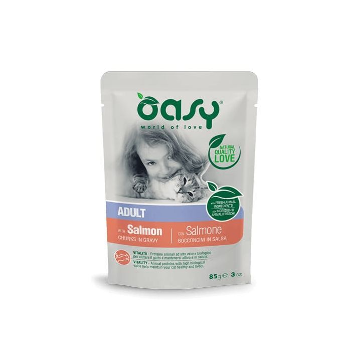 Влажный корм для кошек OASY Adult с лососем 85 г (8053017343723)