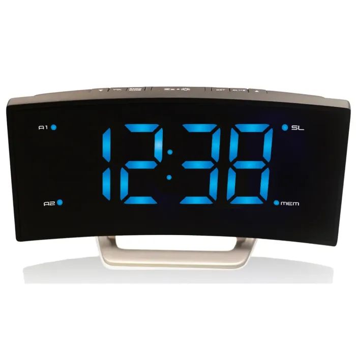 Настільний годинник Technoline WT460 Blue LED з радіо Black/Silver (DAS301824) зображення 2