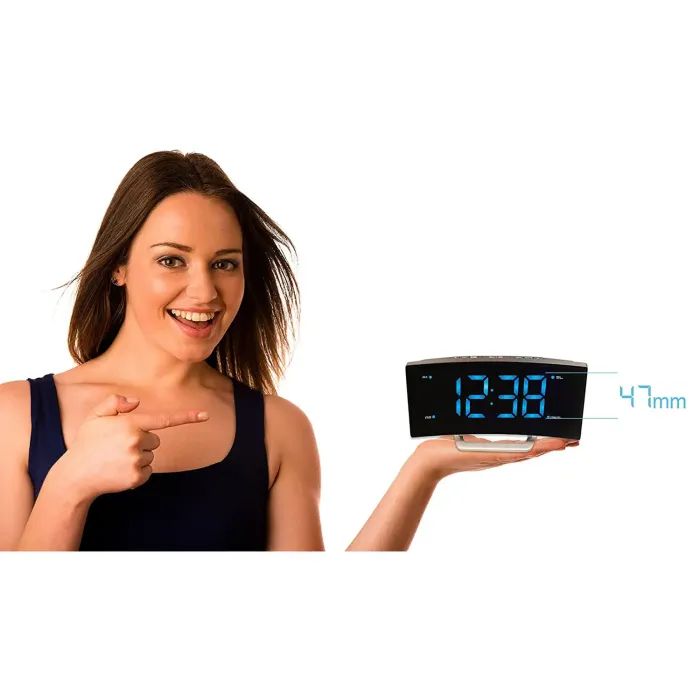 Настільний годинник Technoline WT460 Blue LED з радіо Black/Silver (DAS301824) зображення 5