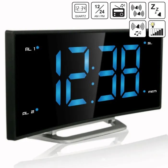 Настільний годинник Technoline WT460 Blue LED з радіо Black/Silver (DAS301824) зображення 9