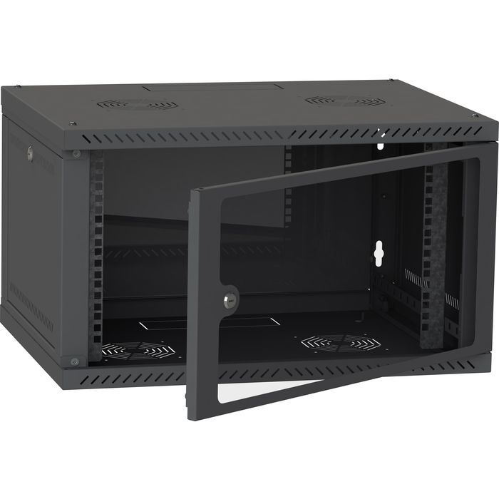 Шафа настінна Ipcom 6U, 600*600, RAL9005 (СН-6U-060х060-ДС-9005) зображення 2