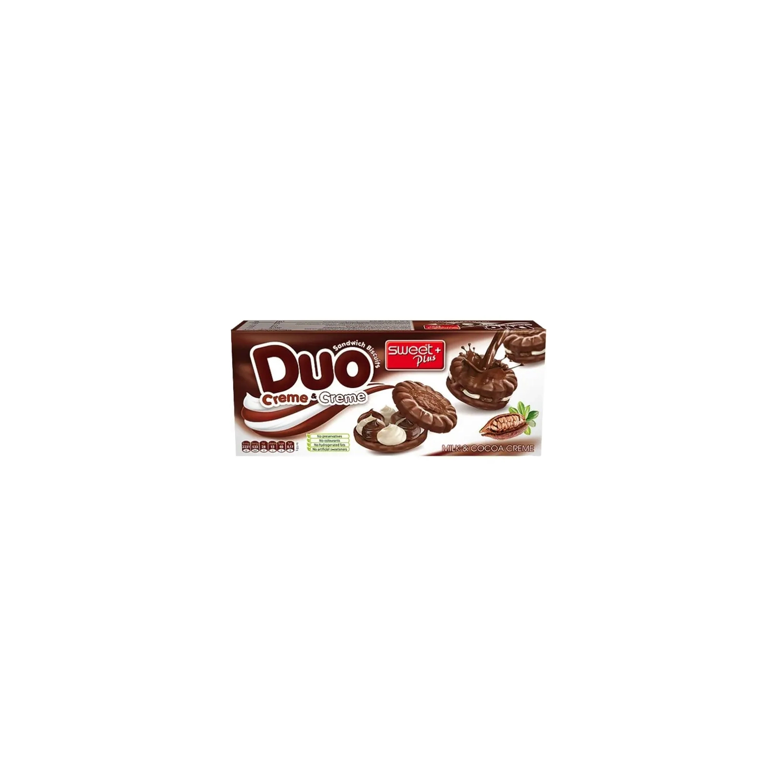 Печиво Sweet Plus DUO з молочним кремом, какао-кремом та какао-молочною глазур’ю 150 г (1110308)