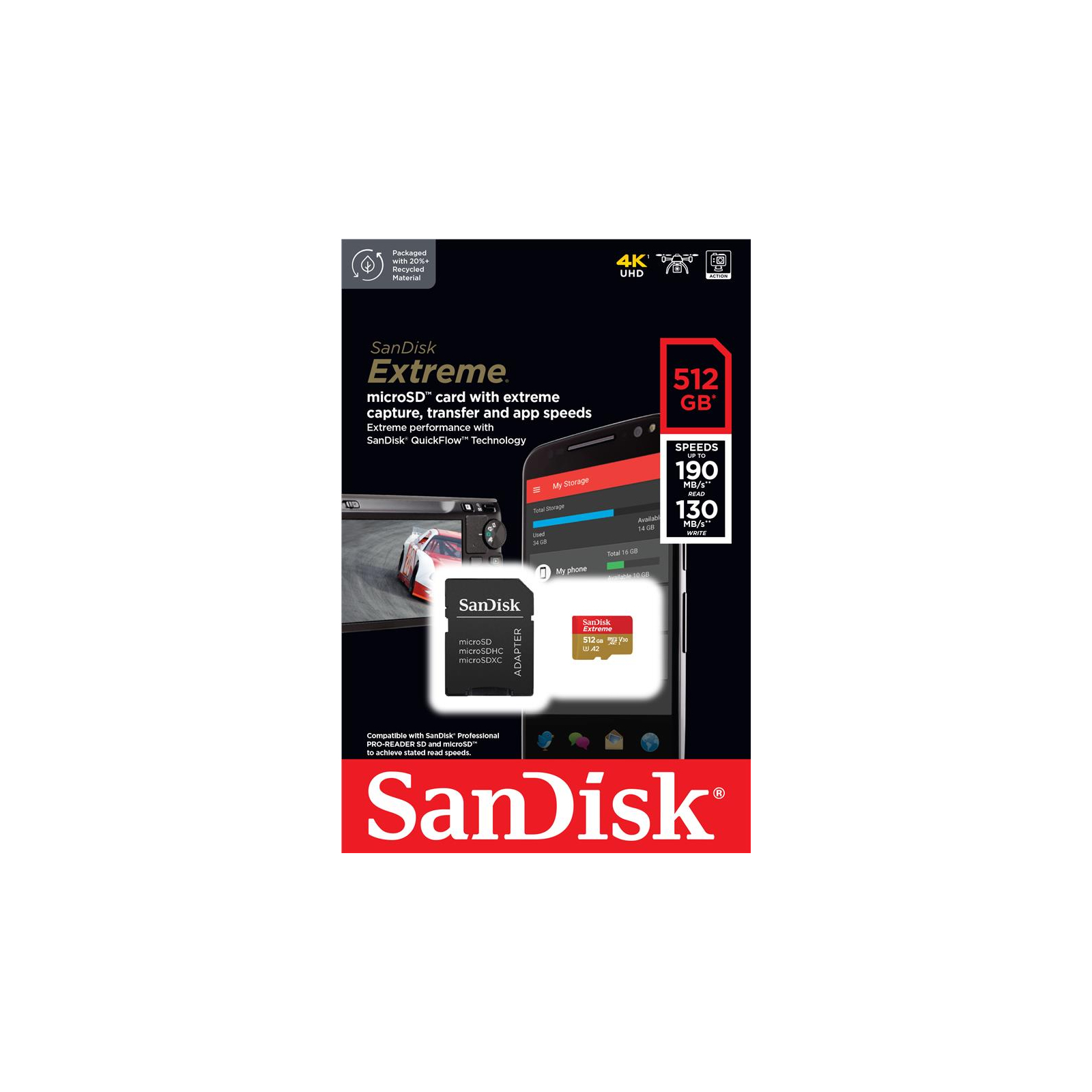 Карта памяти SanDisk 512GB microSD class 10 UHS-I U3 V30 Extreme (SDSQXAV-512G-GN6MA) изображение 9