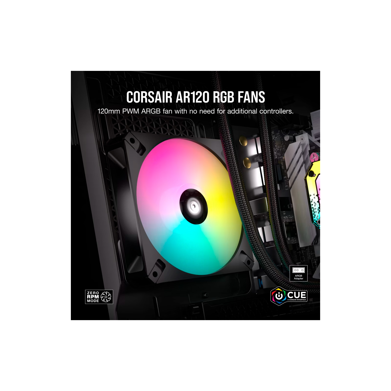 Кулер для корпуса Corsair iCUE AR120 Digital RGB 120mm PWM Fan Triple Pack Black (CO-9050167-WW) изображение 6